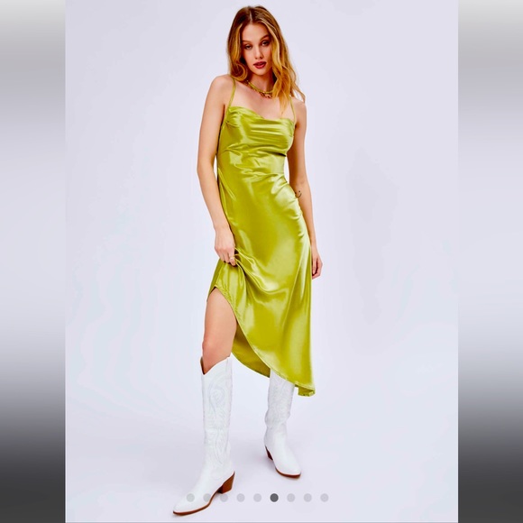 Cider Dresses Nwt Cider Green Satin Dress Poshmark